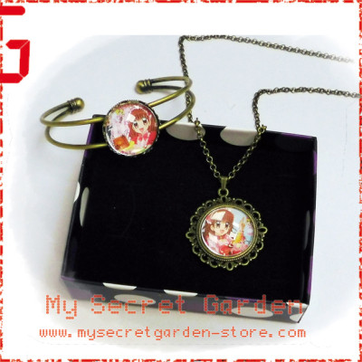 Yumeiro Patissiere 夢色パティシエール Ichigo Amano Anime Cabochon Bronze Necklace and Bracelet Set